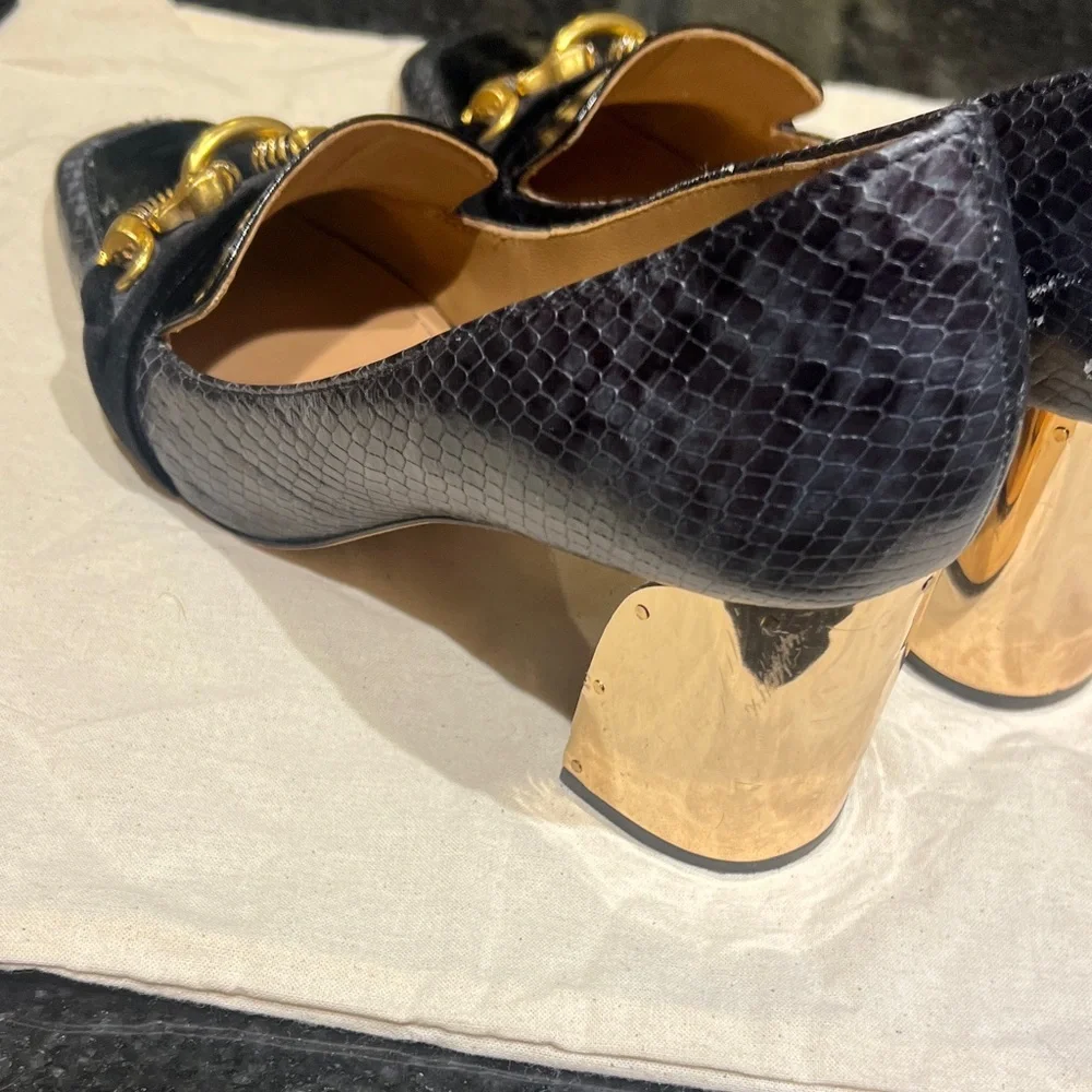 Tory Burch Black Heels with Gold Accent